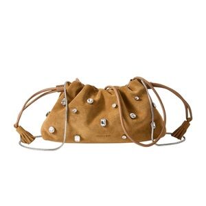 VERONICA BEARD Small Crystal-Studded Suede Clutch Bag